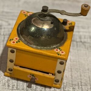 Vintage Yellow Hand Crank Coffee Grinder